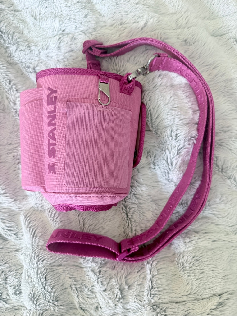 Stanley Pink Crossbody Bottle Carrier with Adjustable Strap